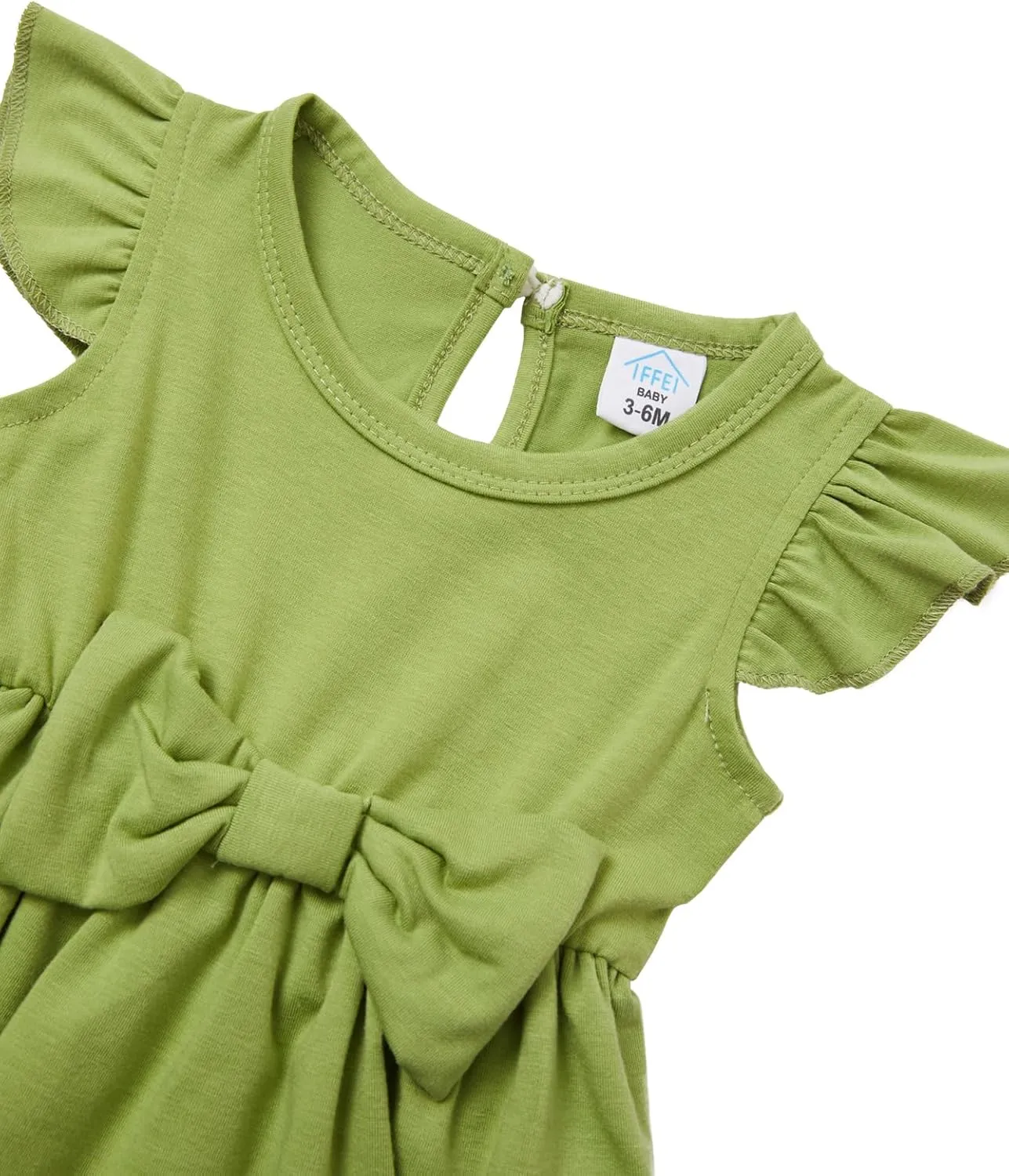 IFFEI Mommy and Me Dresses Summer Ruffle Sleeve V Neck Tiered Midi Dress Casual Boho Outfits for Beach Vacation Family Events