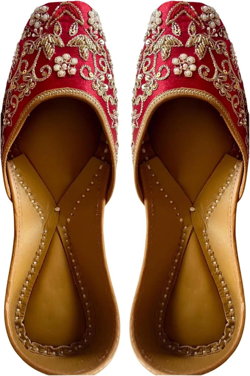 Indian Traditional Flats for Women Dressy Comfortable - Phulkari Khussa, Handmade Punjabi Jutti Ethnic Moajris for Casual & Festive Occasions
