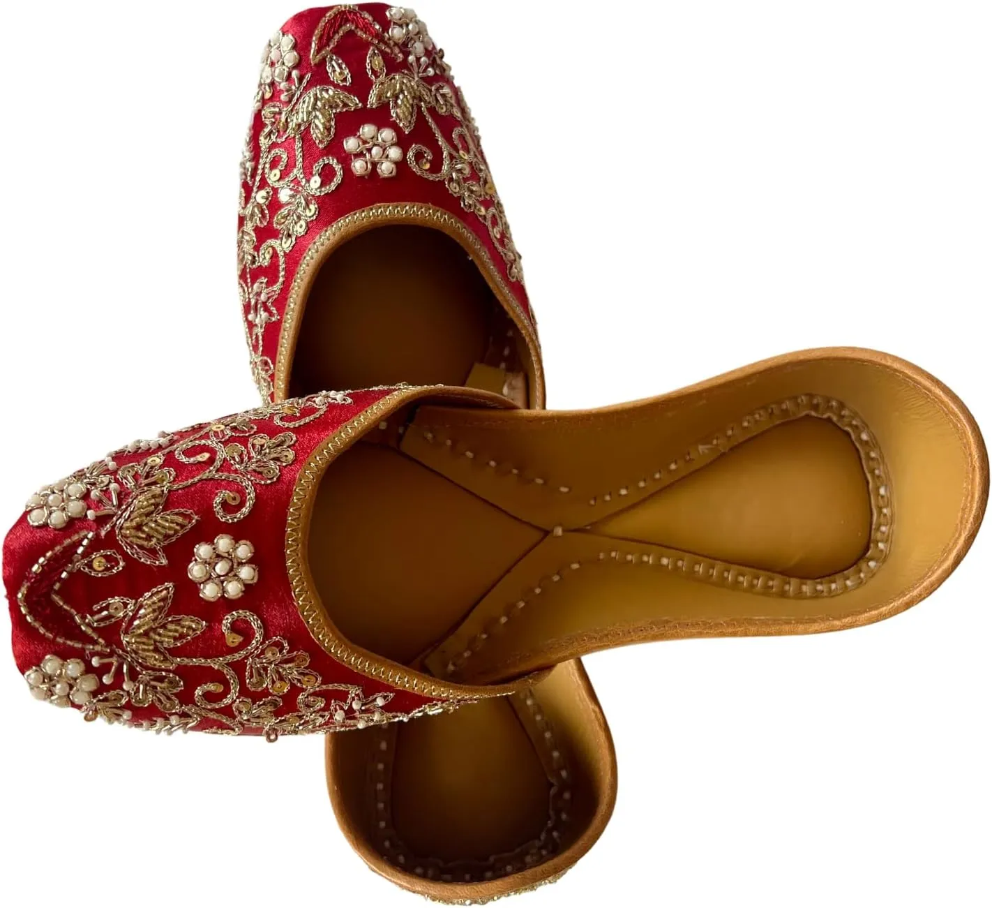 Indian Traditional Flats for Women Dressy Comfortable - Phulkari Khussa, Handmade Punjabi Jutti Ethnic Moajris for Casual & Festive Occasions
