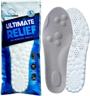 Insoles - Super Soft Orthopedic for Women & Men, 4D Cloud Technology, Arch-Support, Shock Absorbing Insoles for Foot & Joint Support, Pain Relief Sports Soles (Men: US 13-16)