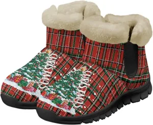 Jeiento Christmas Snow Boots for Women Fuzzy Ankle Booties Hiking Boots Non Slip