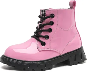 kkdom Boys Girls Waterproof Lace Up Side Zipper Ankle Combat Boots(Toddler/Little Kid/Big Kid)