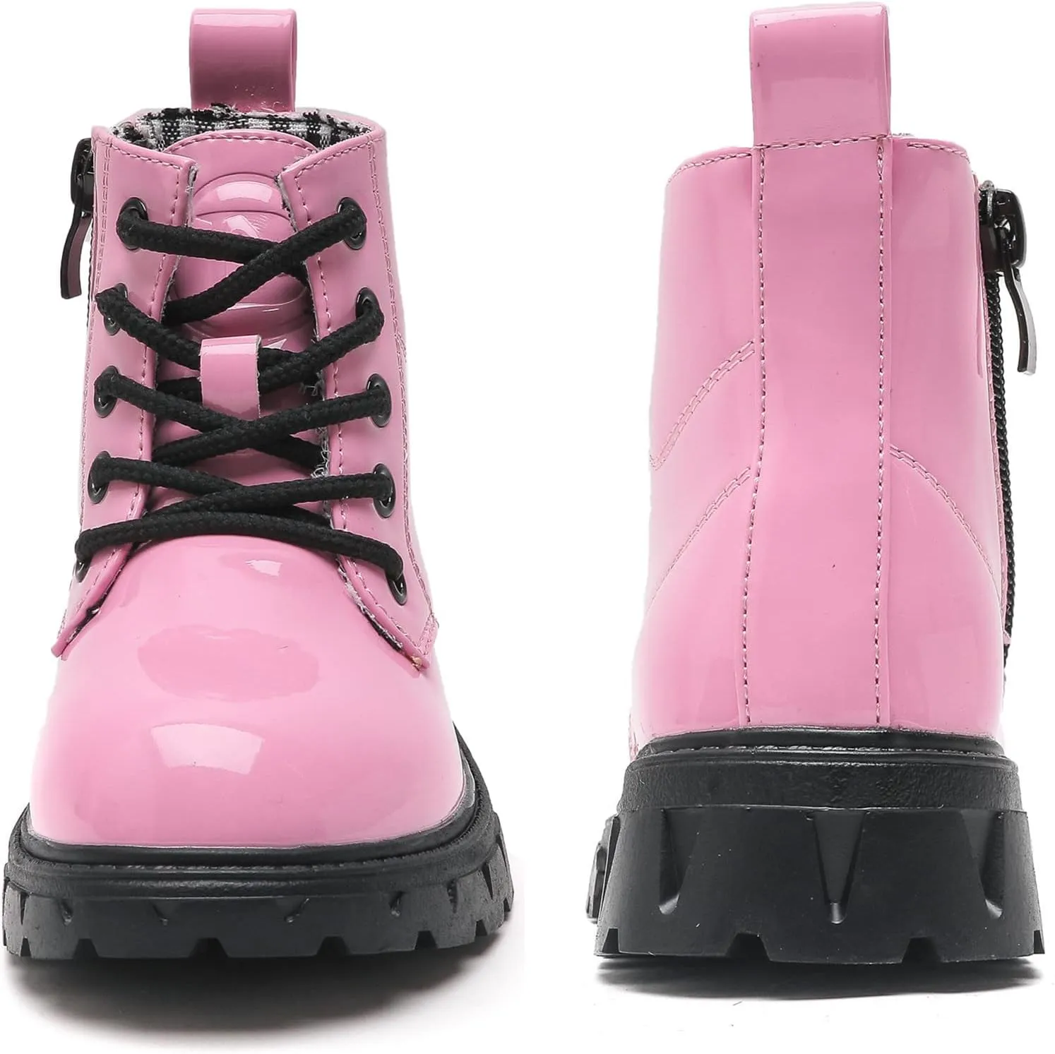 kkdom Boys Girls Waterproof Lace Up Side Zipper Ankle Combat Boots(Toddler/Little Kid/Big Kid)