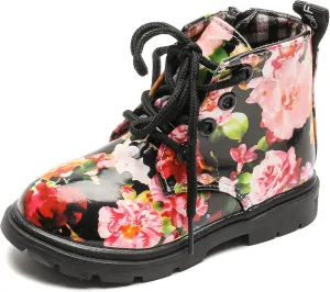 Komfyea Toddler Boots Boy's Girl's Cute Ankle Side Zipper Combat Boots