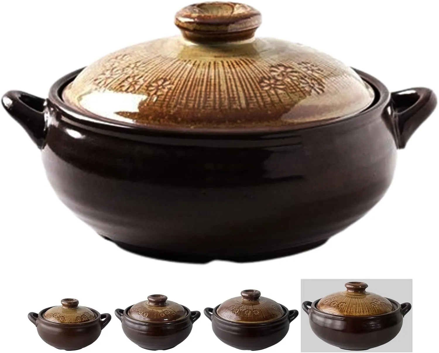 Korean Pot [Buncheong] MUD GLAZE Earthenware Ttukbaegi, Natural Ceramic Clay Cooking Pot Casserole, Heat Resistant Ceramic Earthen Pot, Zero-Crack Stone Bowl Stockpot Soup Cookware, Pottery