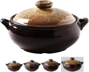 Korean Pot [Buncheong] MUD GLAZE Earthenware Ttukbaegi, Natural Ceramic Clay Cooking Pot Casserole, Heat Resistant Ceramic Earthen Pot, Zero-Crack Stone Bowl Stockpot Soup Cookware, Pottery