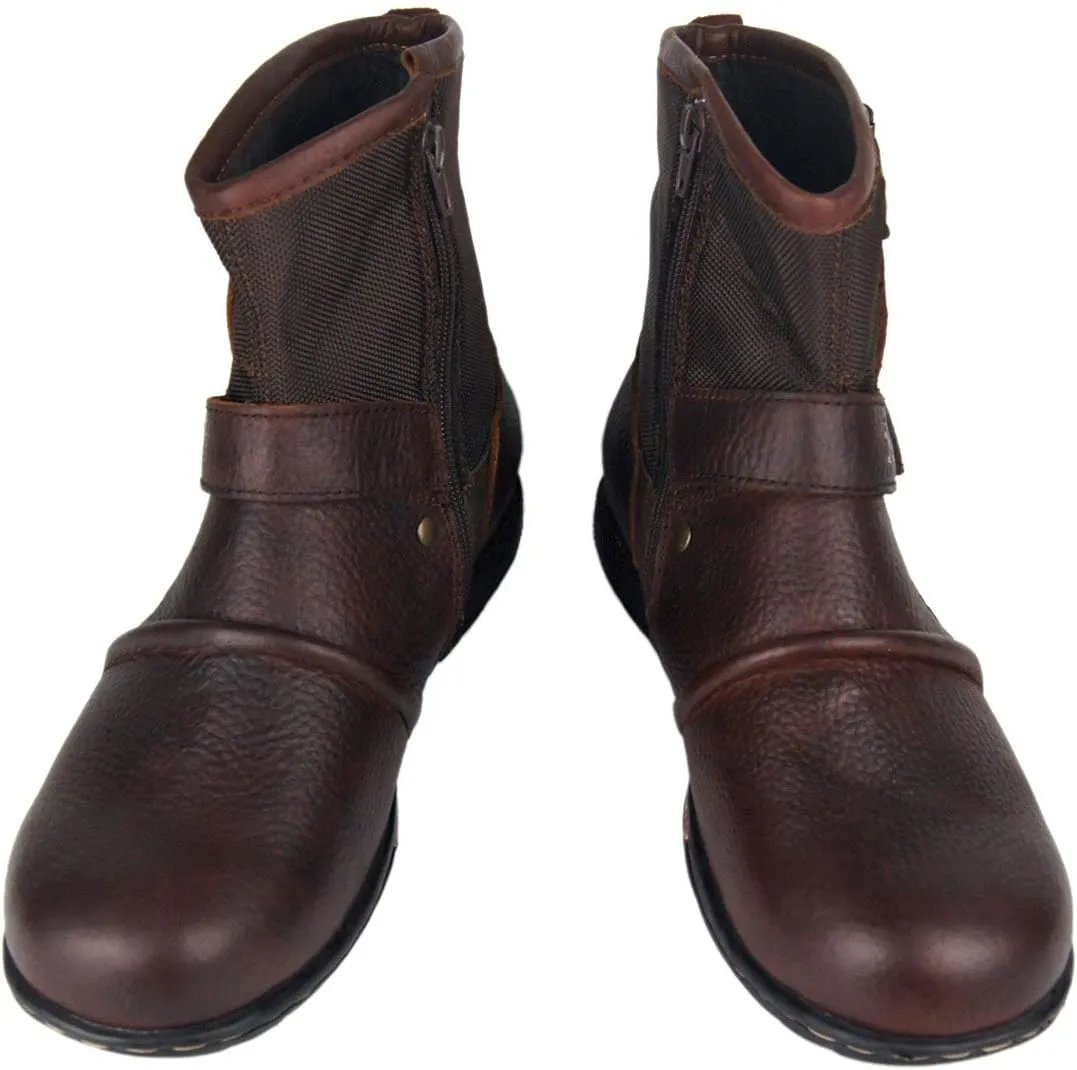 Leather Casual Motorcycle Combat Hiking Dress Ankle Boots for Men with Side Zipper
