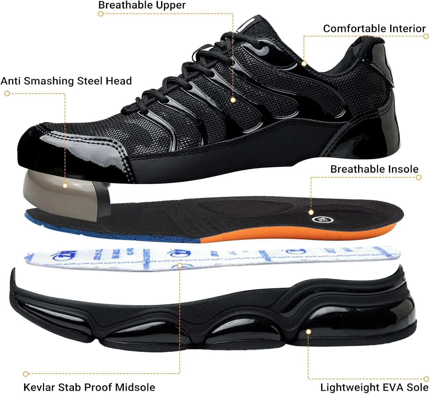 LIWEGHT Steel Toe Shoes for Women Men Lightweight Safety Shoes Steel Toe Sneakers Slip Resistant Comfortable Work Shoes Composite