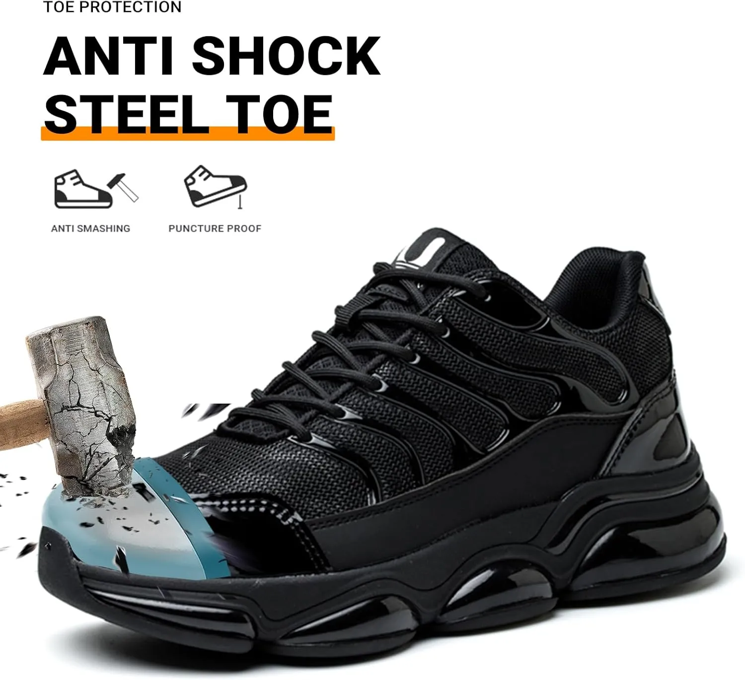 LIWEGHT Steel Toe Shoes for Women Men Lightweight Safety Shoes Steel Toe Sneakers Slip Resistant Comfortable Work Shoes Composite