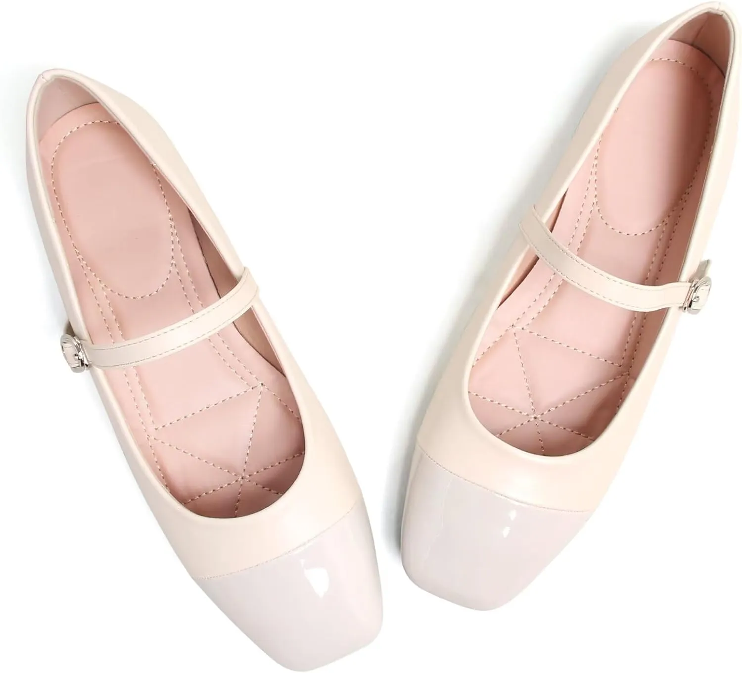 LUXINYU Women Mary Jane Flats Comfortable Leather Shoes Adjustable Buckle Straps Low Heel Round Toe Ballet Flats Work Casual Shoes