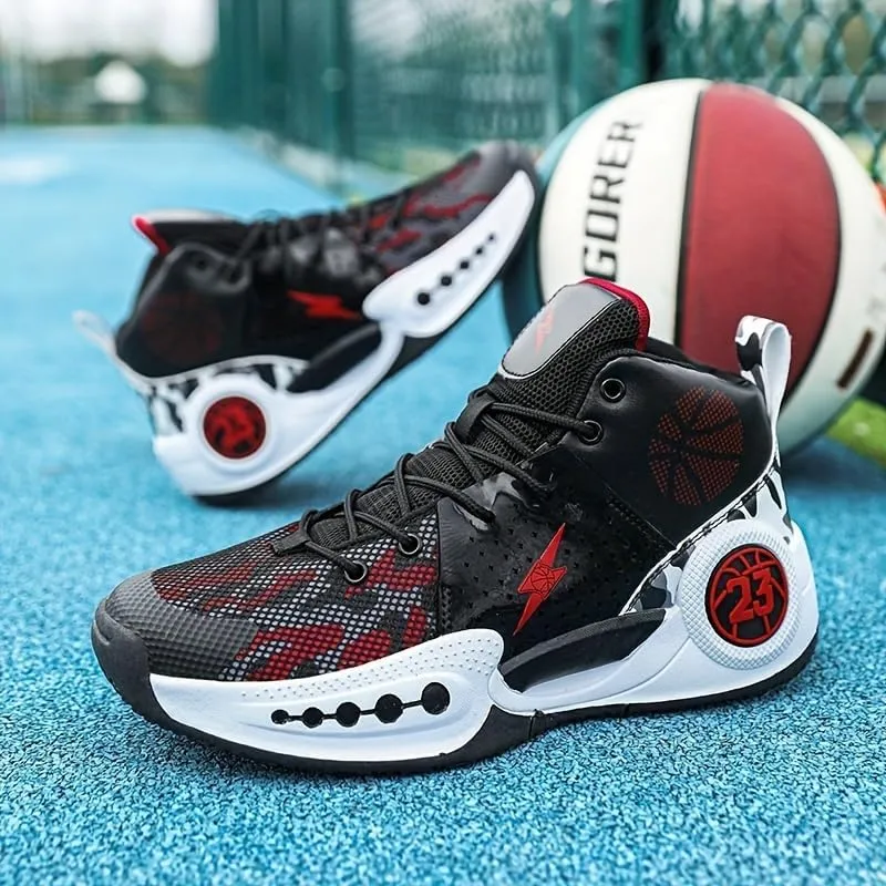 Men's Fashion Basketball Shoes – Lightweight, Breathable Lace-Up Sneakers with Non-Slip Sole for Indoor/Outdoor Play & Casual Wear