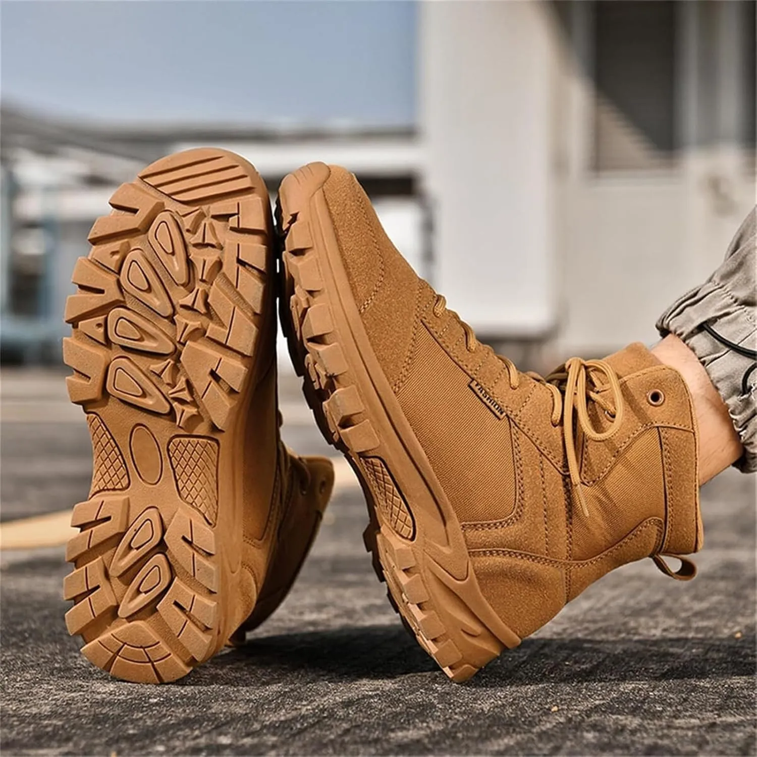 Men's Fashion Lace-Up Breathable Military Boots Ankle Boots High Top Casual Work Outdoor Hiking Shoes Lightweight Shoes Trekking Boots for Men