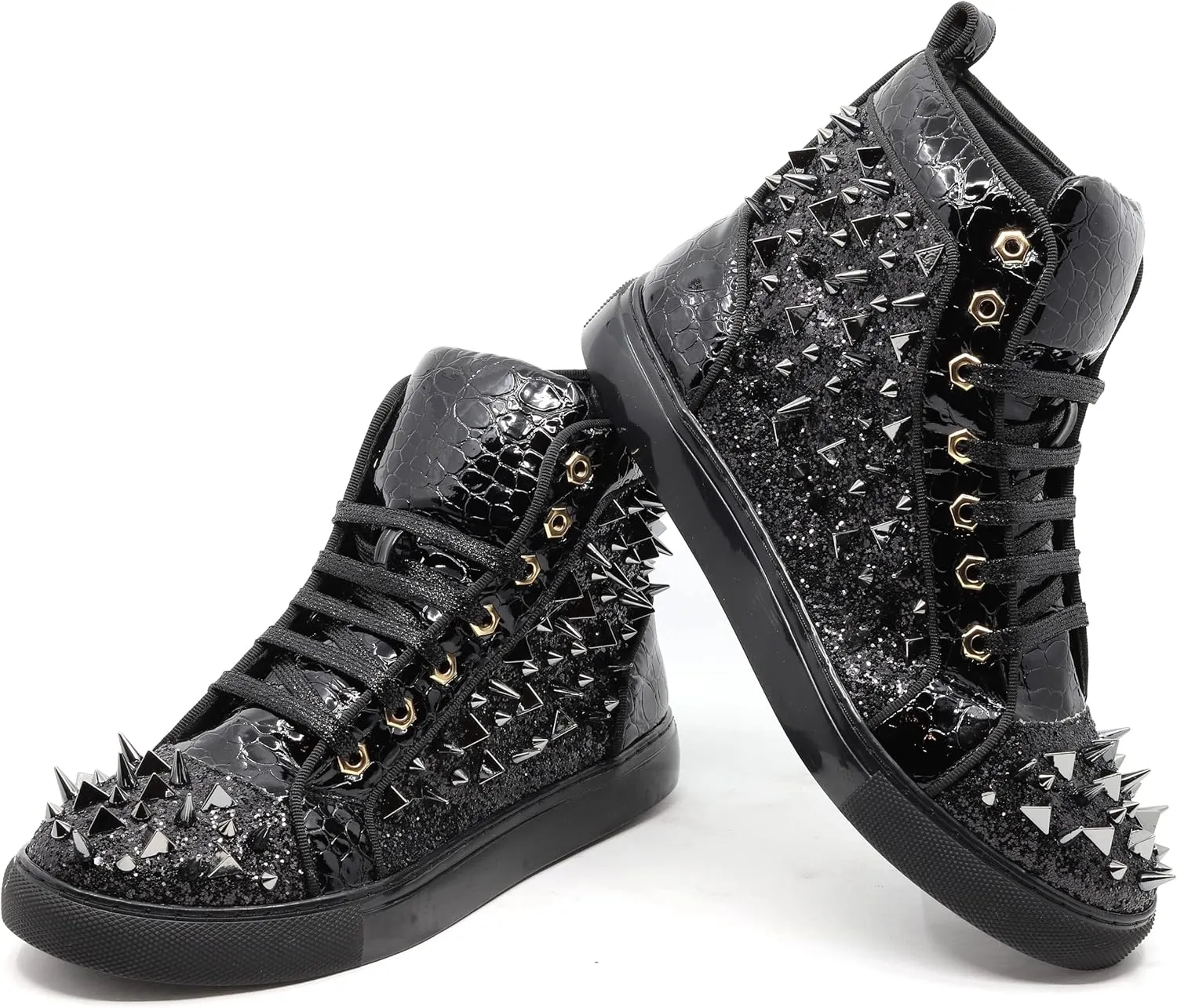 Men's High Top Sparkly Spike Flat Fashion Casual Sneakers Shoes SNK-02