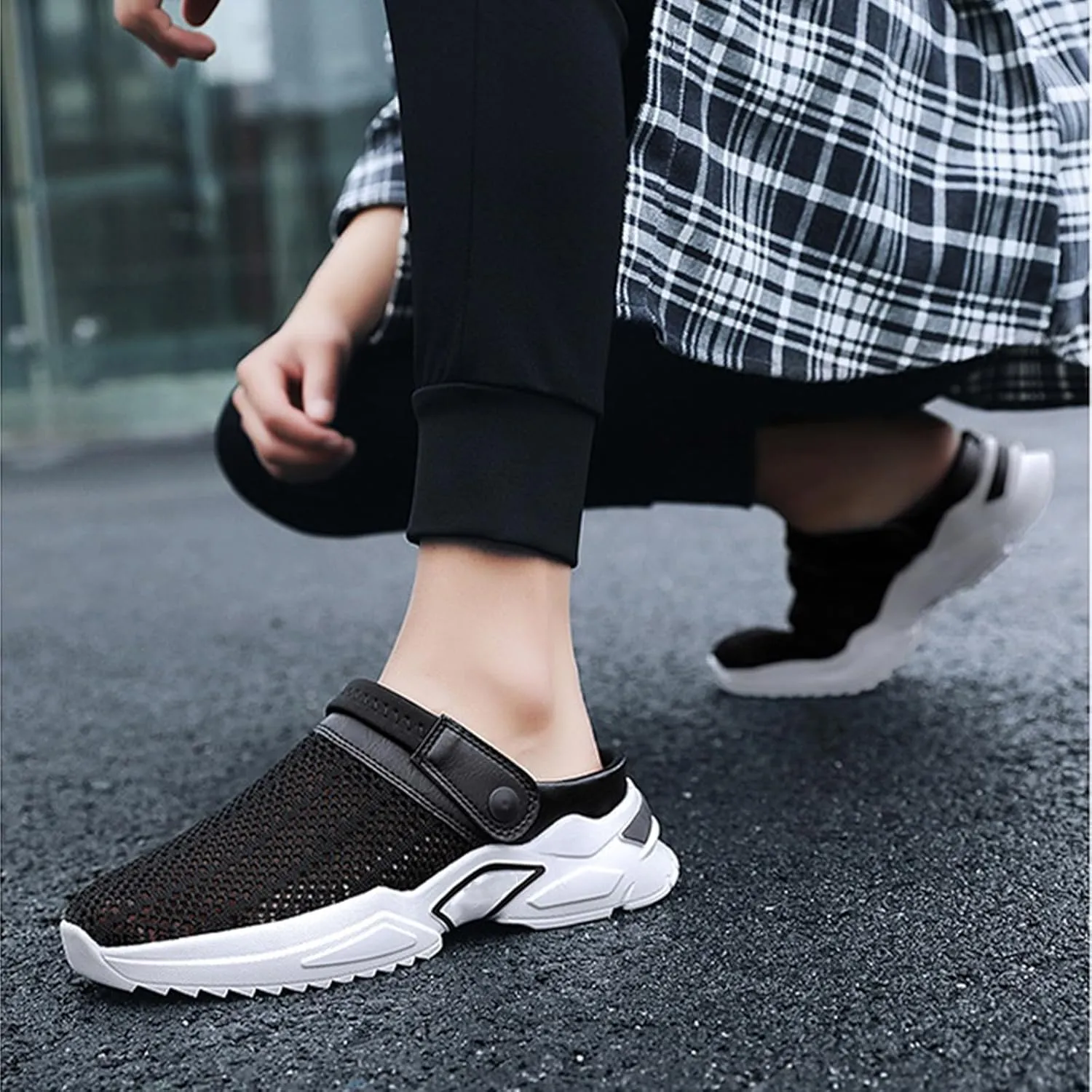 Men's Orthopedic Hollow-Out Summer Sandals,Walking Shoes Breathable with Arch Support Knit Mesh Beach Sandals