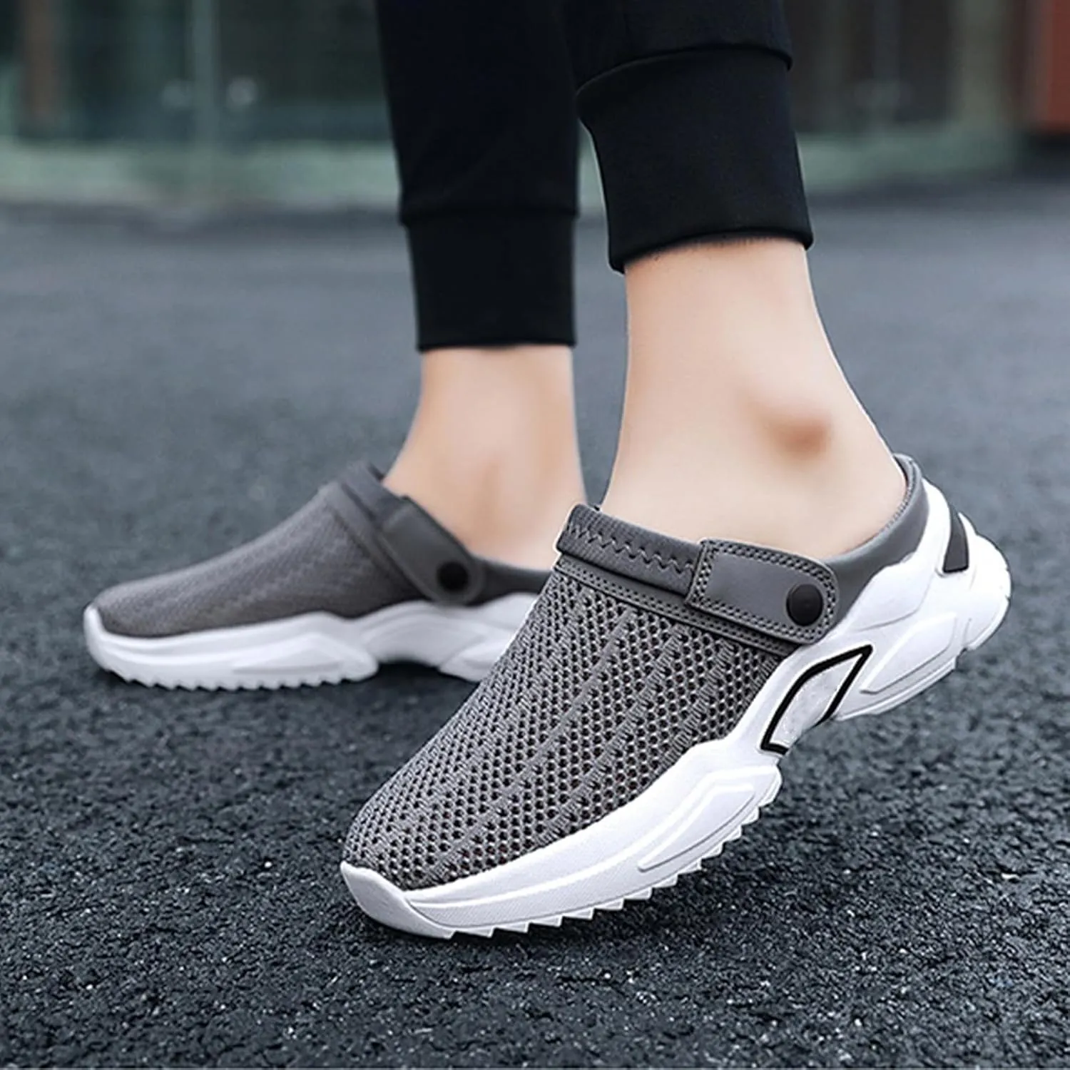Men's Orthopedic Hollow-Out Summer Sandals,Walking Shoes Breathable with Arch Support Knit Mesh Beach Sandals