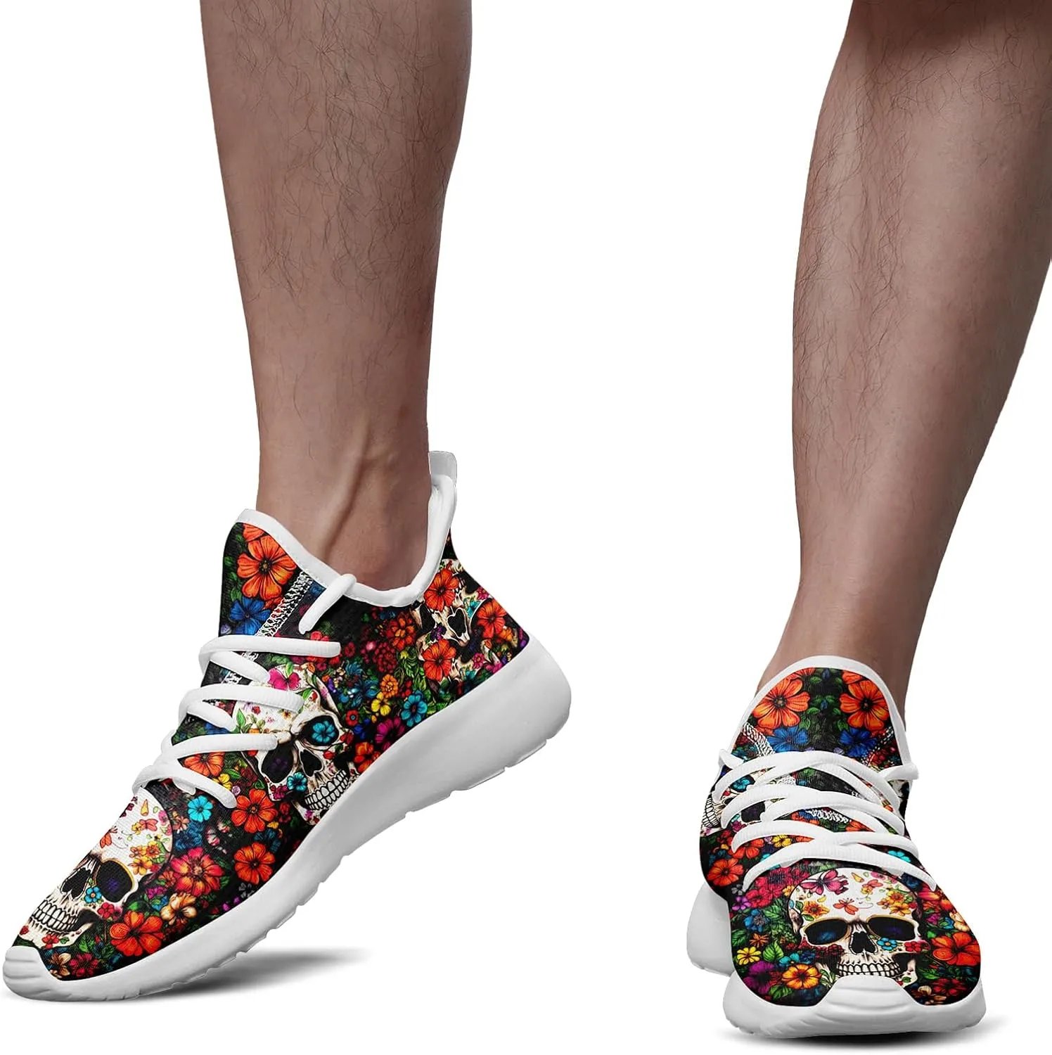 Men's Skull Walking Running Shoes Cushion Fashion Sneakers Lightweight Breathable Athletic Sports Tennis Shoes