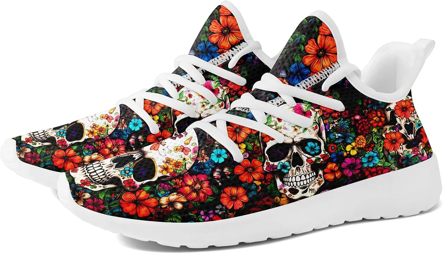Men's Skull Walking Running Shoes Cushion Fashion Sneakers Lightweight Breathable Athletic Sports Tennis Shoes