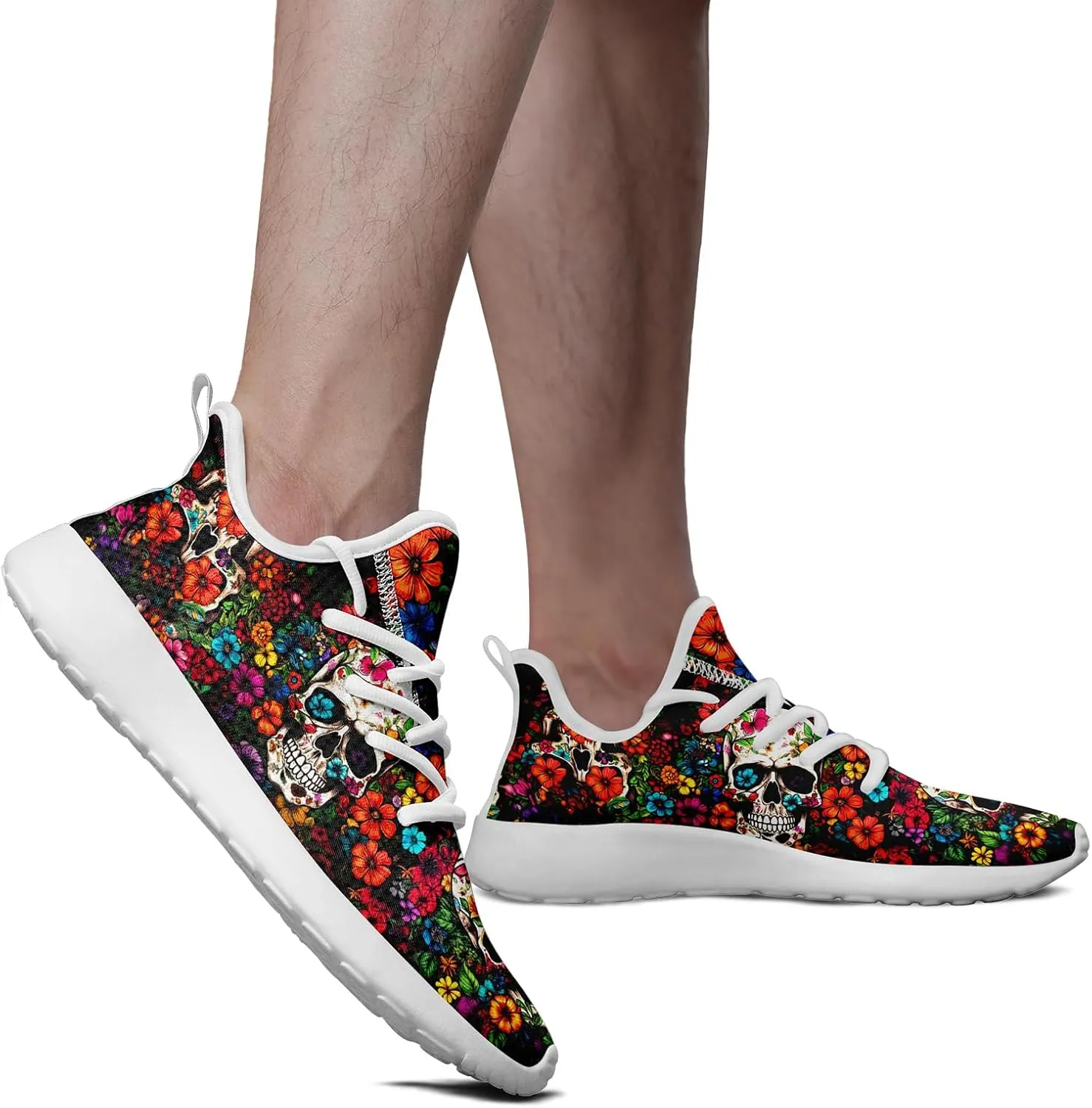 Men's Skull Walking Running Shoes Cushion Fashion Sneakers Lightweight Breathable Athletic Sports Tennis Shoes