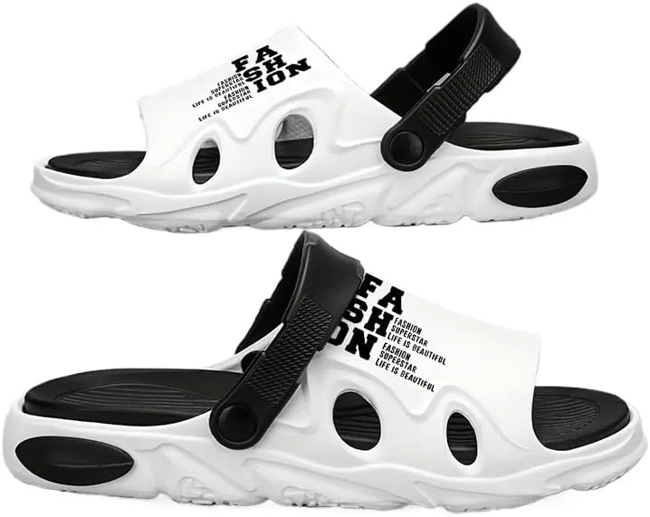 Men's Trendy Color Block Open Toe Breathable Chunky Slippers, Comfy Non Slip Casual Durable EVA Slides, Sandals for Men，Men's Clogs
