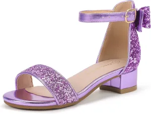 PANDANINJIA Girls Dress Shoes Toddler Kids Heels Sandals Ankle Strap Wedding Party Phoebe Flower Girl Shoes