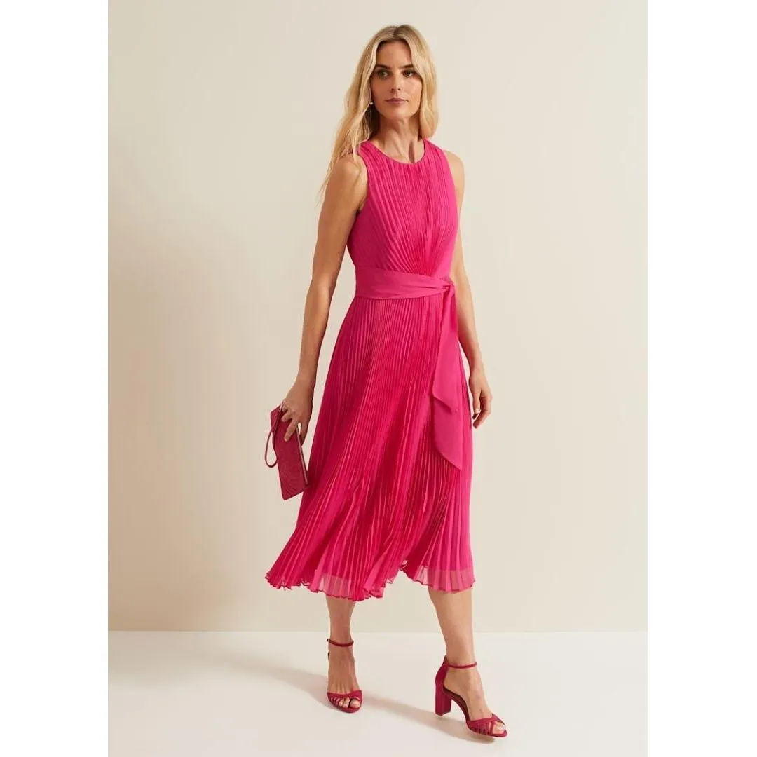 Phase Eight Simara Pleat Dress - Pink