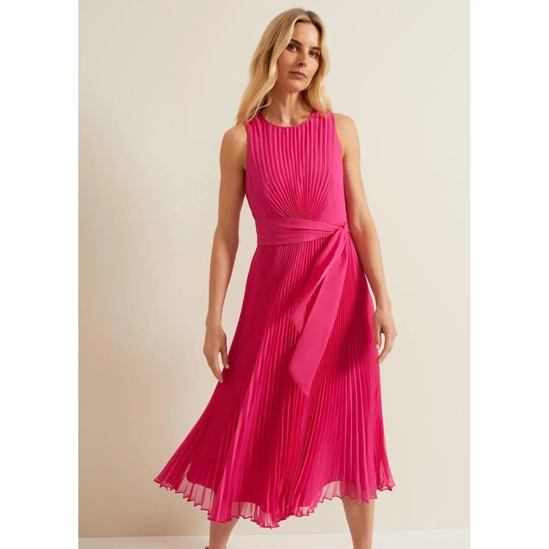 Phase Eight Simara Pleat Dress - Pink