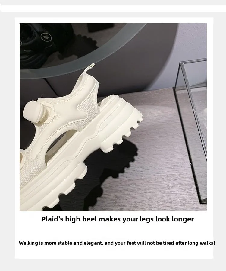 Platform casual sandals female student 2023 summer new versatile fit closely muffin sports large size beach women's shoes,Wear-resistant and lightweight, skin-friendly