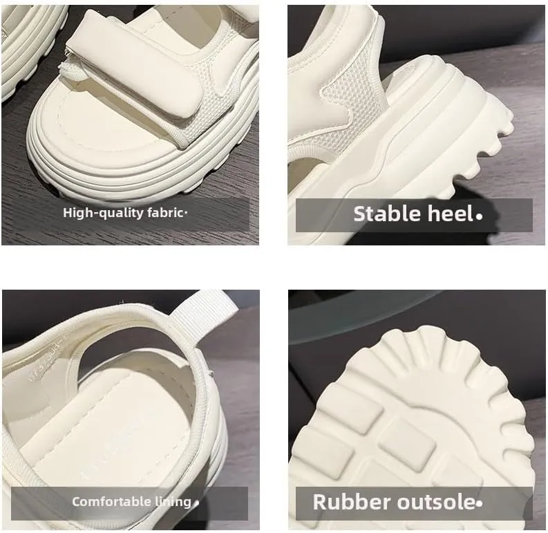 Platform casual sandals female student 2023 summer new versatile fit closely muffin sports large size beach women's shoes,Wear-resistant and lightweight, skin-friendly