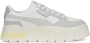 PUMA Womens Mayze Stack Luxe Lace Up Platform Sneakers Shoes Casual - Grey, White - Size 11 M