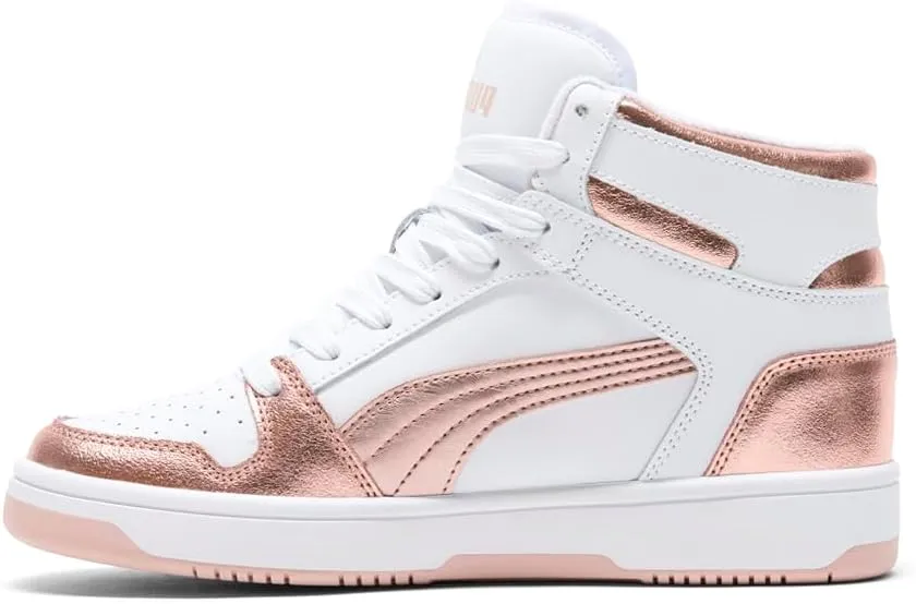 Puma Womens Rebound Layup Sl Metallic High Sneakers Shoes Casual - White