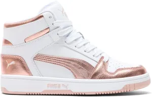 Puma Womens Rebound Layup Sl Metallic High Sneakers Shoes Casual - White