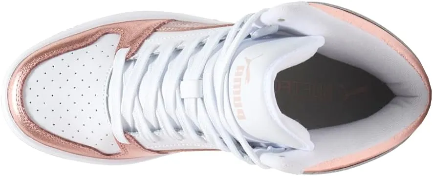 Puma Womens Rebound Layup Sl Metallic High Sneakers Shoes Casual - White