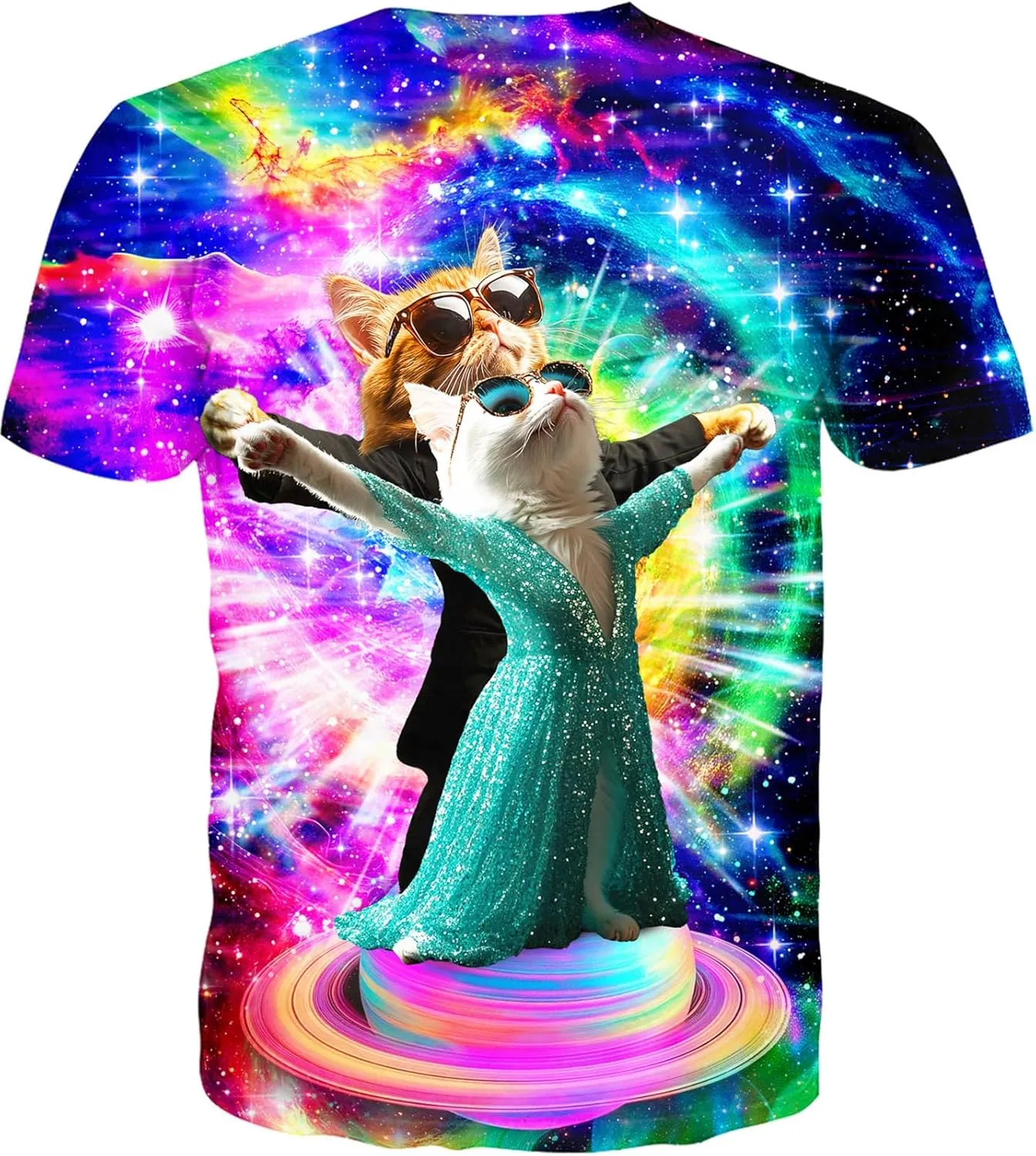 RAISEVERN Mens T-Shirts Cool Novelty Crewneck Short Sleeve Funny Graphic Top Casual Tees for Women