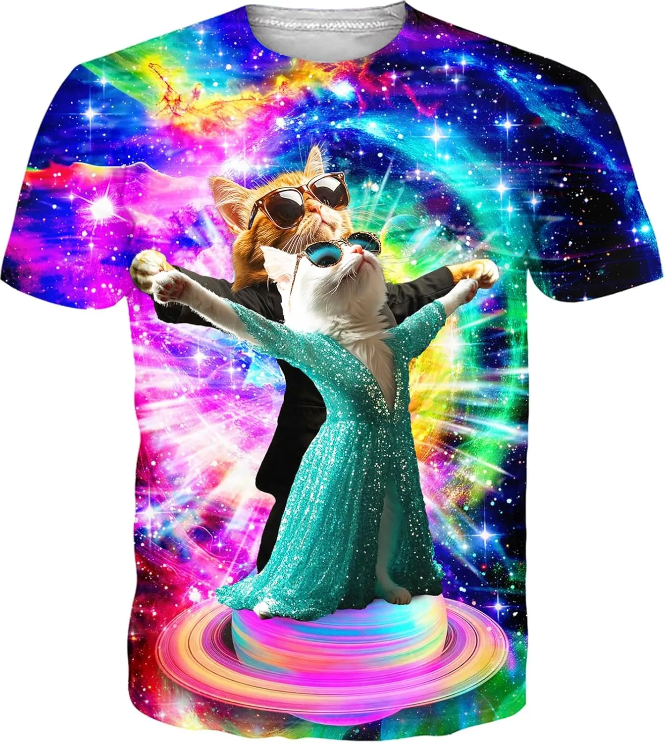 RAISEVERN Mens T-Shirts Cool Novelty Crewneck Short Sleeve Funny Graphic Top Casual Tees for Women