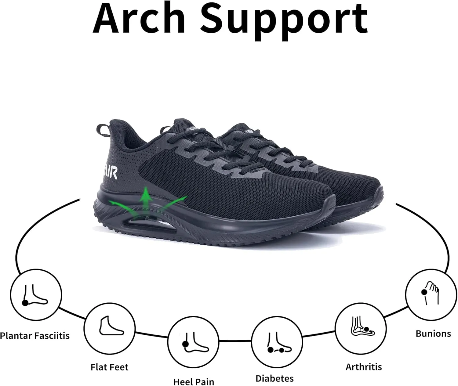 RomenSi Womens Arch Support Walking Shoes Orthotic Fashion Sneakers Tennis Shoes for Plantar Fasciitis Pain Relief US 5.5-11