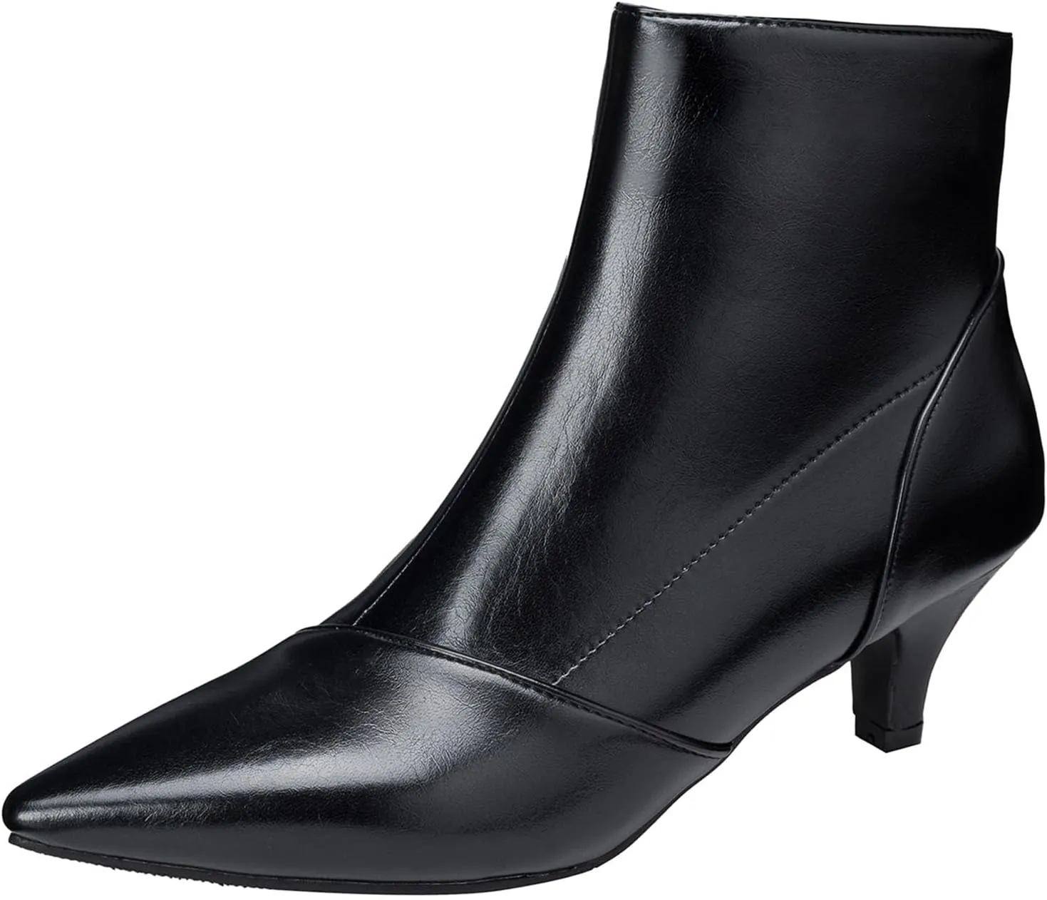 SHEMEE Fashion Womens Kitten Heels Ankle Boots Sexy Pointy Toe Booties Mid Heels Zipper Work Party Dress Shoes