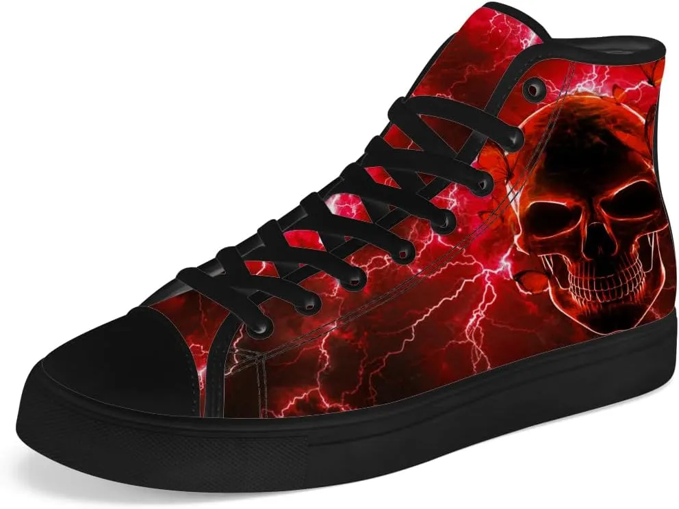 Skull High Top Canvas Shoes Gothic High Top Sneakers Lace Up Casual Shoes Gifts for Men Women