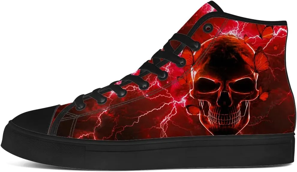Skull High Top Canvas Shoes Gothic High Top Sneakers Lace Up Casual Shoes Gifts for Men Women