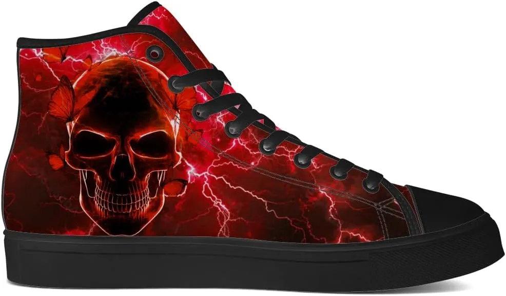Skull High Top Canvas Shoes Gothic High Top Sneakers Lace Up Casual Shoes Gifts for Men Women