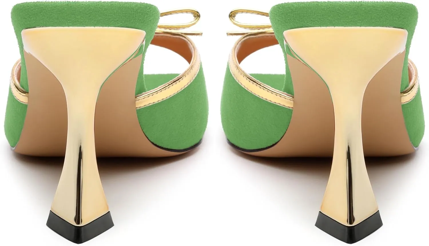 Square Toe Stilettos - Slip-On Heeled Sandals with Bow Accent, Dressy Work to Party Shoes for Women, Daily Occasion High Heels