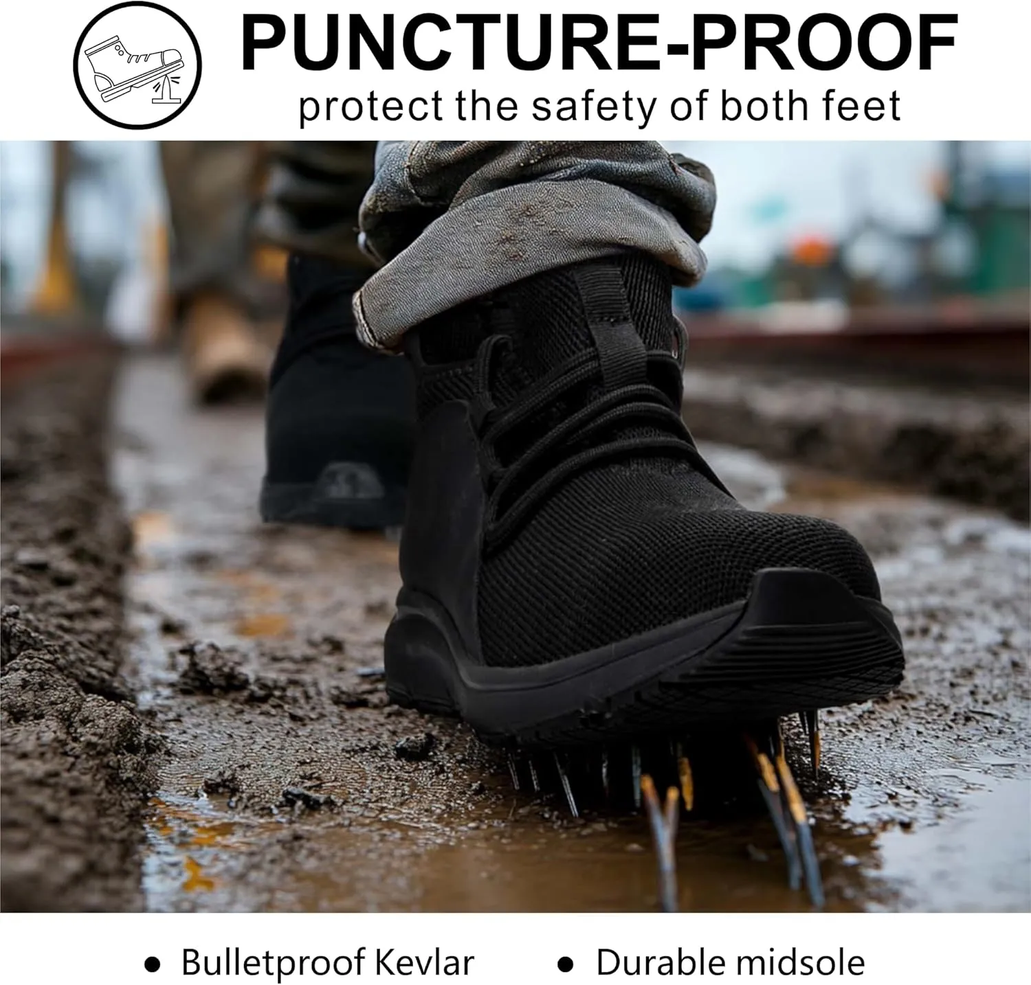 Steel Toe Shoes for Men Women丨Non Slip Waterproof Work Safety Sneakers