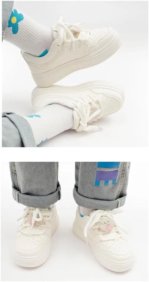 Strawberry Charm Chunky Sneakers for Women & Girls - Retro Y2K Low-Top Platform Cute Shoes for Campus, Beach Travel & Birthday Gifts, Back to School, Kawaii Streetwear, Comfy Minimalist