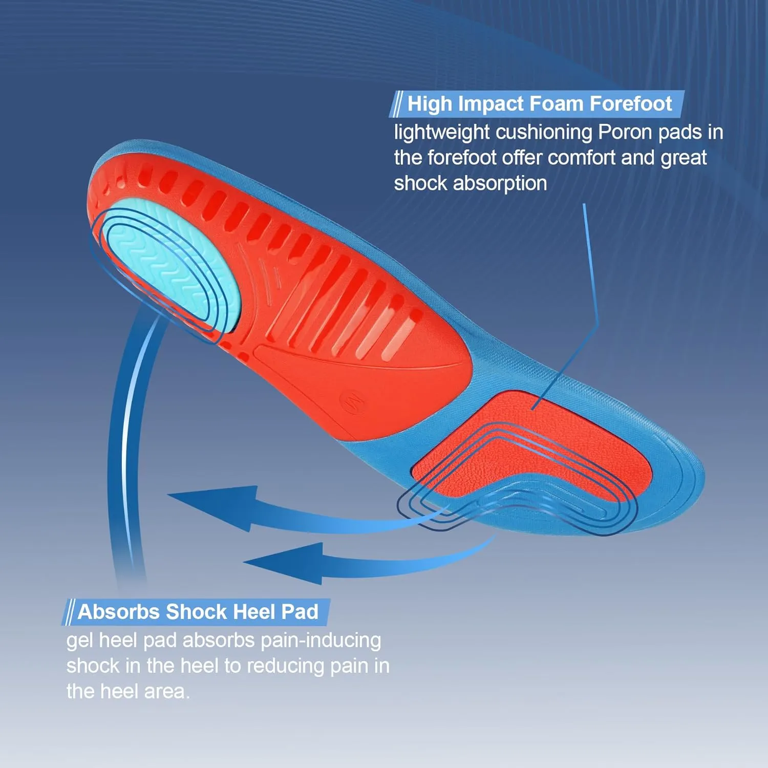 STSVZORR Arch Support Insert Sport Plantar Fasciitis Foot Pain Relief Orthotics Insole for Women Men Long Time Standing All Day, Flat Feet Comfort Work Boot Shoe Insole Hiking,L