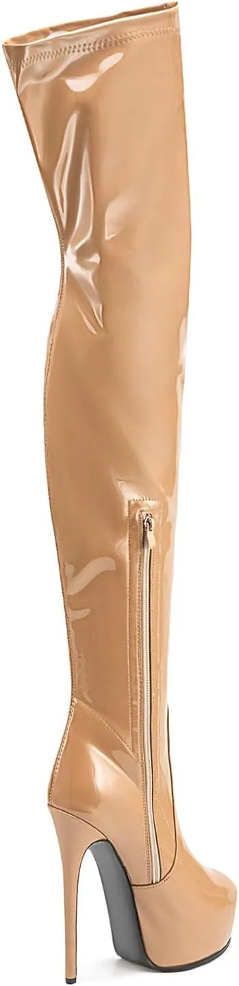 Thigh high boots Women's leopard Zebra Print Striped stretch Stiletto heel Platform Newspaper Over the knee Round toe Side back zipper Sexy unisex high heels