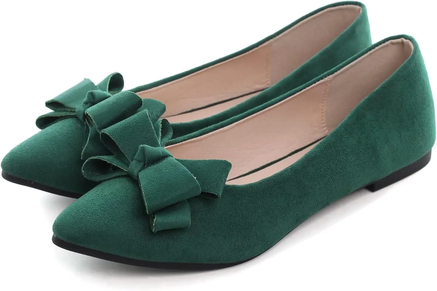 TN TANGNEST Women's Summer Dress Flats - Comfortable Pointed Toe Bowknot Ballet Shoes for Woman - Soft Suede Driving Flats