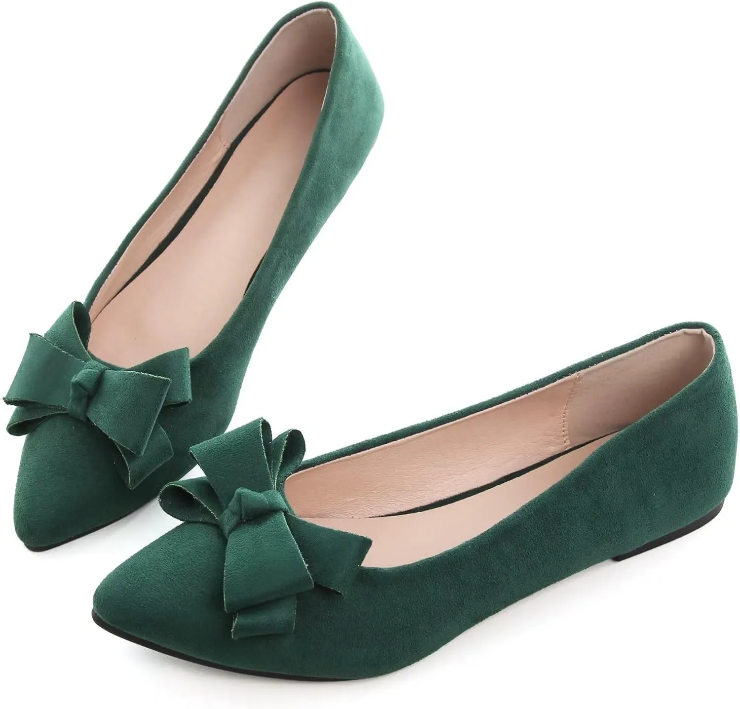 TN TANGNEST Women's Summer Dress Flats - Comfortable Pointed Toe Bowknot Ballet Shoes for Woman - Soft Suede Driving Flats