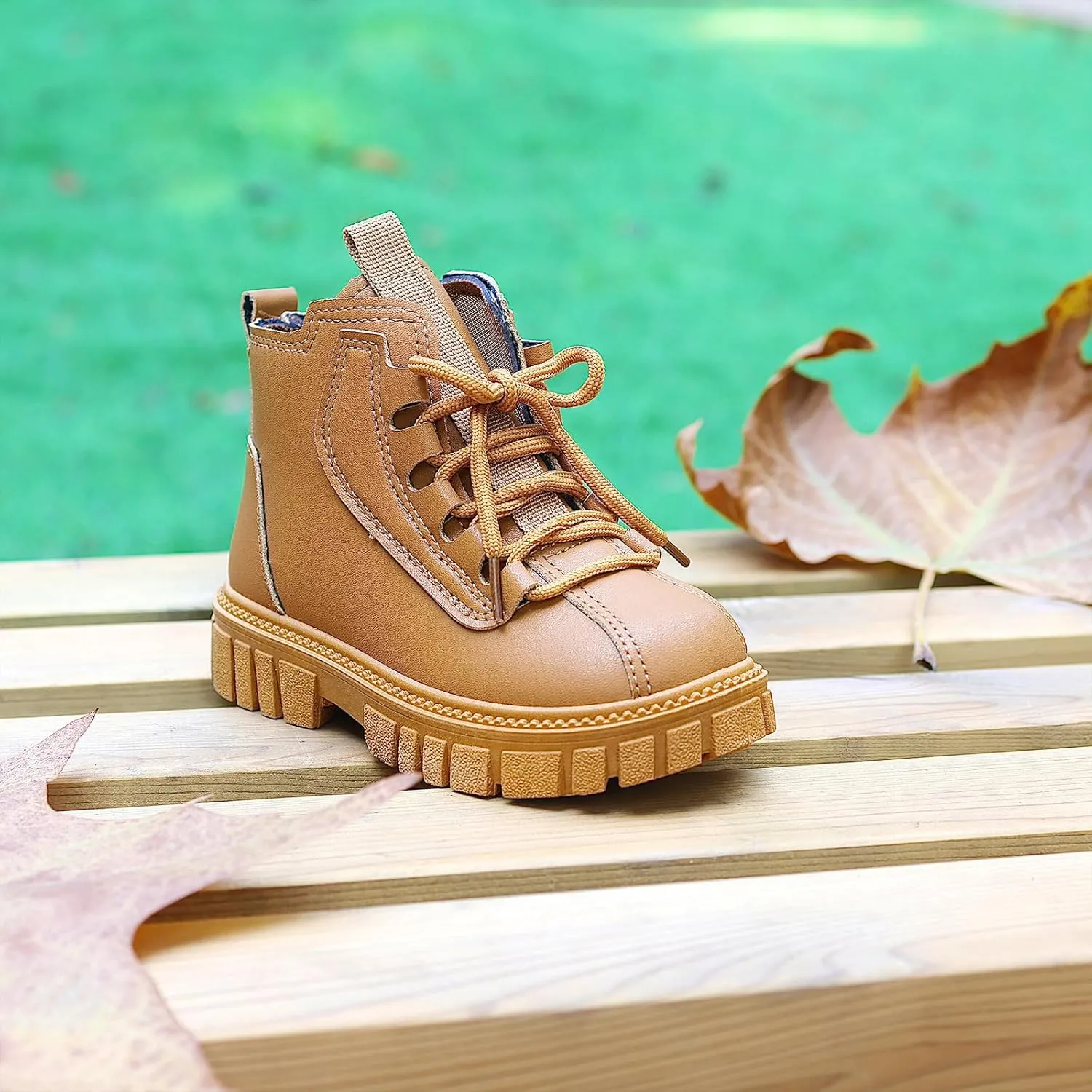 Toddler Boys Girls Combat Ankle Boots Little Kids Chelsea Fall Winter Snow Hiking Work Booties Waterproof Leather Outdoor Shoes