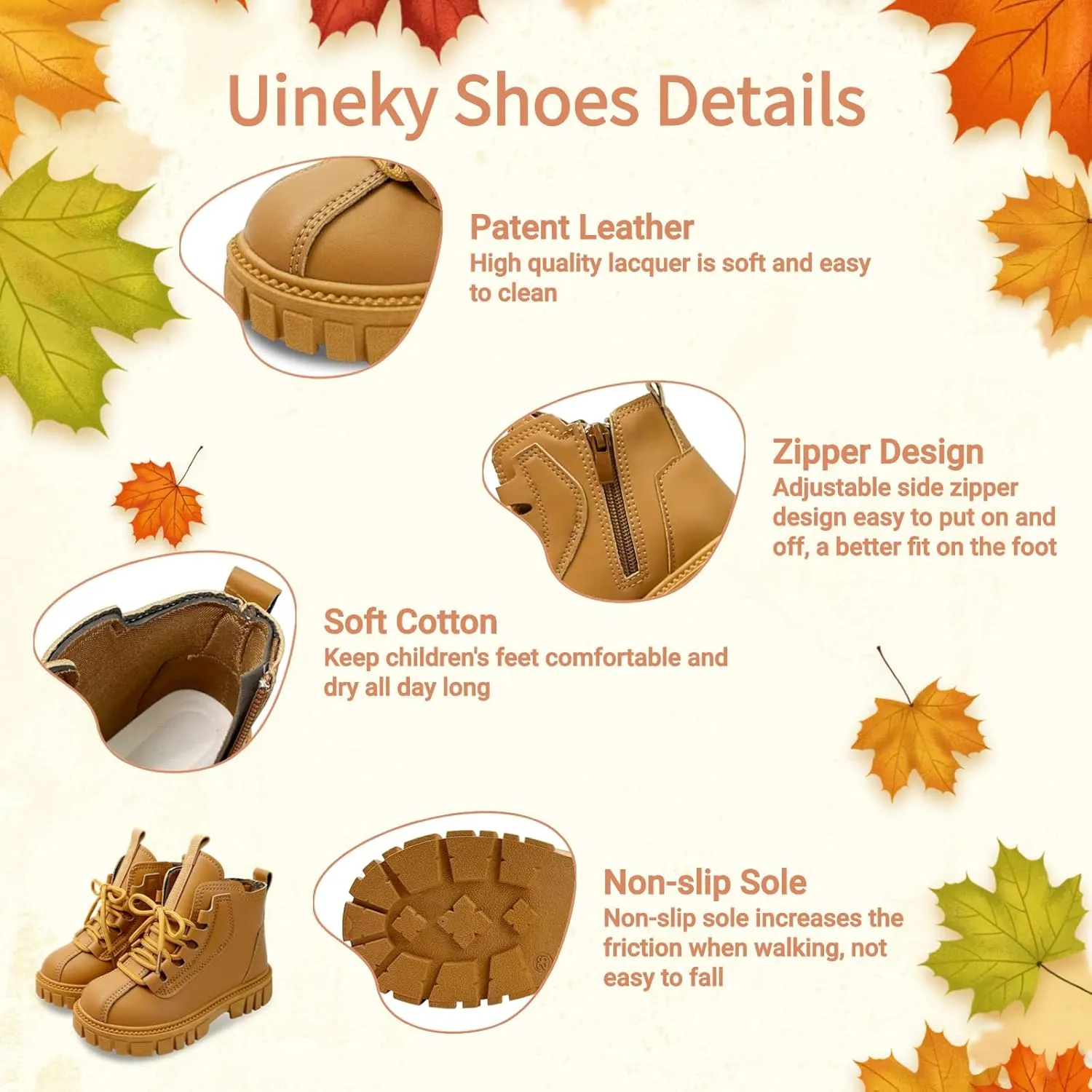 Toddler Boys Girls Combat Ankle Boots Little Kids Chelsea Fall Winter Snow Hiking Work Booties Waterproof Leather Outdoor Shoes