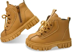 Toddler Boys Girls Combat Ankle Boots Little Kids Chelsea Fall Winter Snow Hiking Work Booties Waterproof Leather Outdoor Shoes