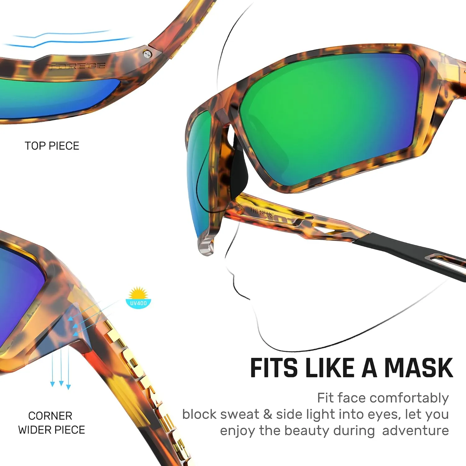 TOREGE Polarized Sports Sunglasses for Men Women Shooting Cycling Running Golf Fishing Sunglasses Durable Lens TR36